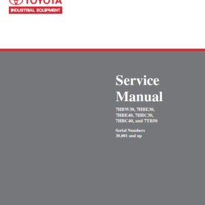 Toyota 7HBW30, 7HBE30, 7HBE40, 7HBC30, 7HBC40, 7TB50 Pallet Trucks Repair Manual