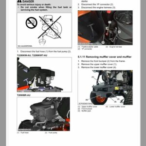 Kubota T2090BR-AU, T2290KW-AU, T2290KWT-AU Lawn Mower Workshop Repair Manual - Image 3