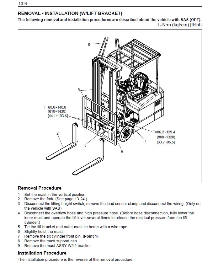Toyota 7FBE10, 7FBE13, 7FBE15, 7FBE18, 7FBE20 Forklift Repair Manual