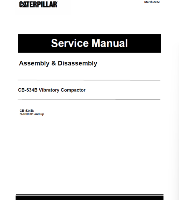 Caterpillar CAT CB-534B Vibratory Compactor Service Repair Manual (5RN00001 and up)