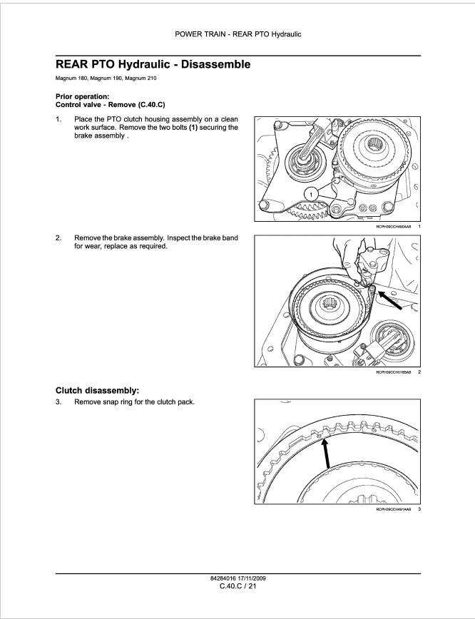 Case 180, 190, 210, 225 Magnum Tractor Service Repair Manual (SN