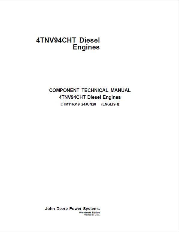 John Deere 4TNV94CHT Diesel Engine Component Technical Manual (CTM116319)