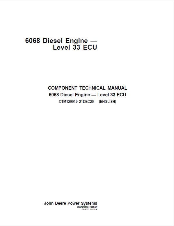 John Deere 6068 Diesel Engine Level 33 ECU Service Repair Manual (CTM120019)