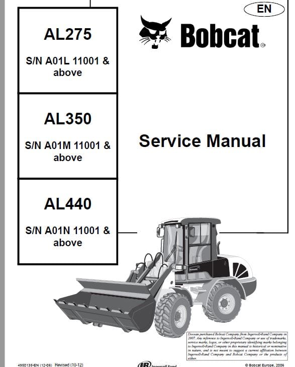 Bobcat AL275, AL350, AL440 Loader Service Repair Manual