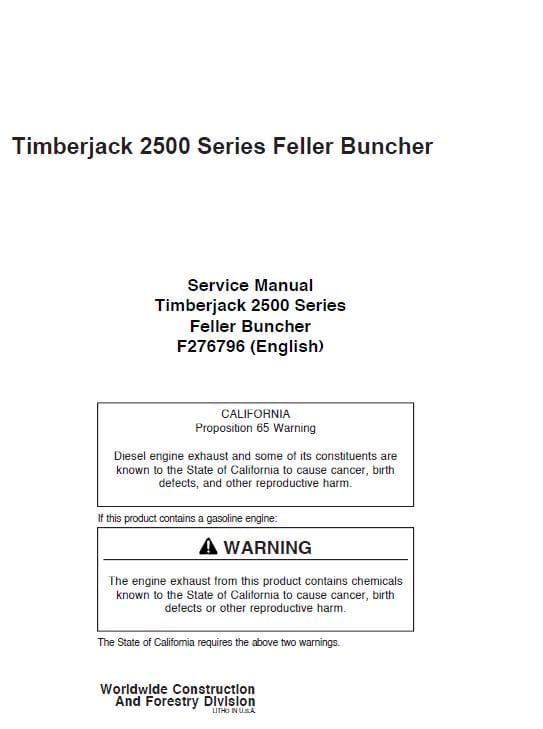 Timberjack 2515, 2518, 2520 Feller Buncher Service Repair Manual