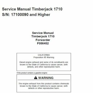 Timberjack 1710 Forwarder Service Repair Manual (17100090 and Up)