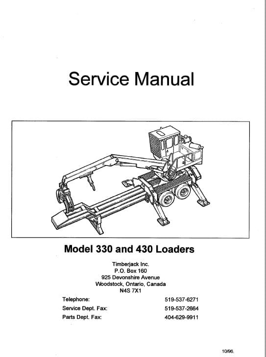 Timberjack 330, 430 Knuckle Boom Loader Service Repair Manual