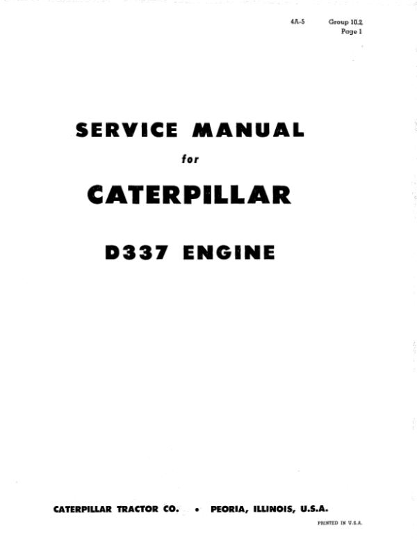 Caterpillar CAT D337F Marine Engine Service Repair Manual (38B00001 and up)