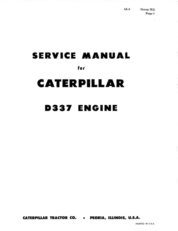 Caterpillar CAT D337, D337F Marine Engine Service Repair Manual (SN ...