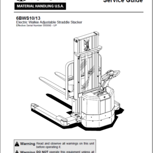 Toyota 6BWS10, 6BWS13 Electric Walkie Adjustable Straddle Stacker Repair Manual