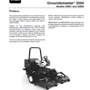 Toro Groundsmaster 3500-D, 3500-G (Model 30807, 30809) Service Repair Manual - Image 2