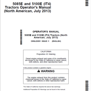 John Deere 5085E, 5100E (IT4) Tractors Service Repair Manual (TM128219 and TM128319) - Image 3