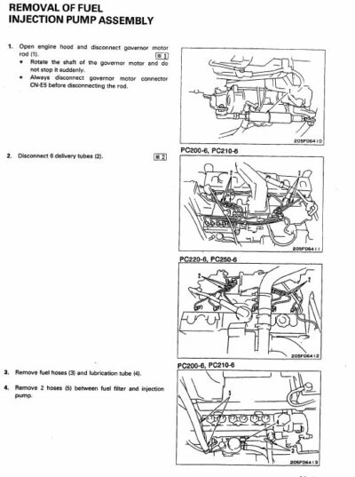 Komatsu PC200-6, PC200LC-6, PC210LC-6, PC220LC-6, PC250LC-6 Excavator