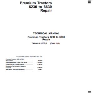 John Deere 6230, 6330, 6430, 6530, 6630 Premium Tractors (EU) Service Repair Manual