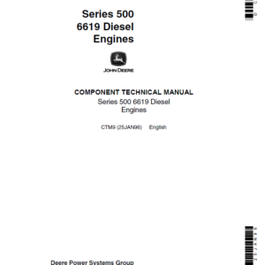 John Deere Series 500, 6619 Diesel Engines Service Repair Manual (CTM9)