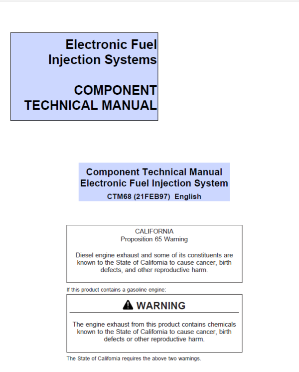 John Deere Electronic Fuel Injection Systems Repair Service Manual (CTM68)