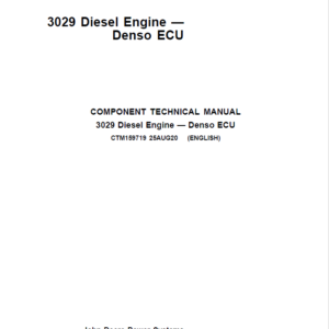 John Deere 3029 Diesel Engine - Denso ECU Repair Manual (CTM159719)