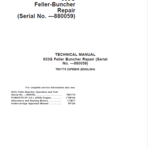 John Deere 653G Feller Buncher Service Repair Manual (SN before - 880059)