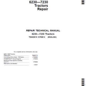 John Deere Tractors 6230, 6330, 6430, 6530, 6630, 7130, 7230 (NA) Service Repair Manual