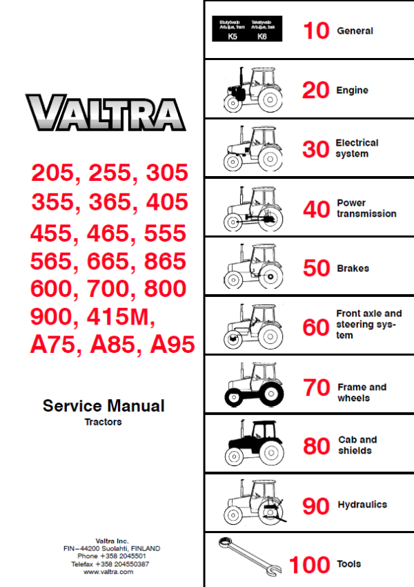 Valtra 555, 565, 600, 665, 700, 800, 865 Tractors Service Repair Manual