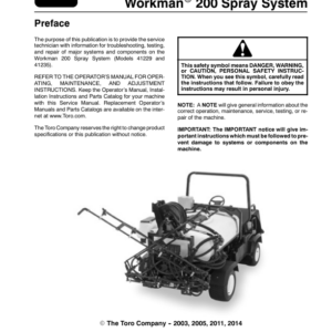 Toro Workman Spray System Service Repair Manual