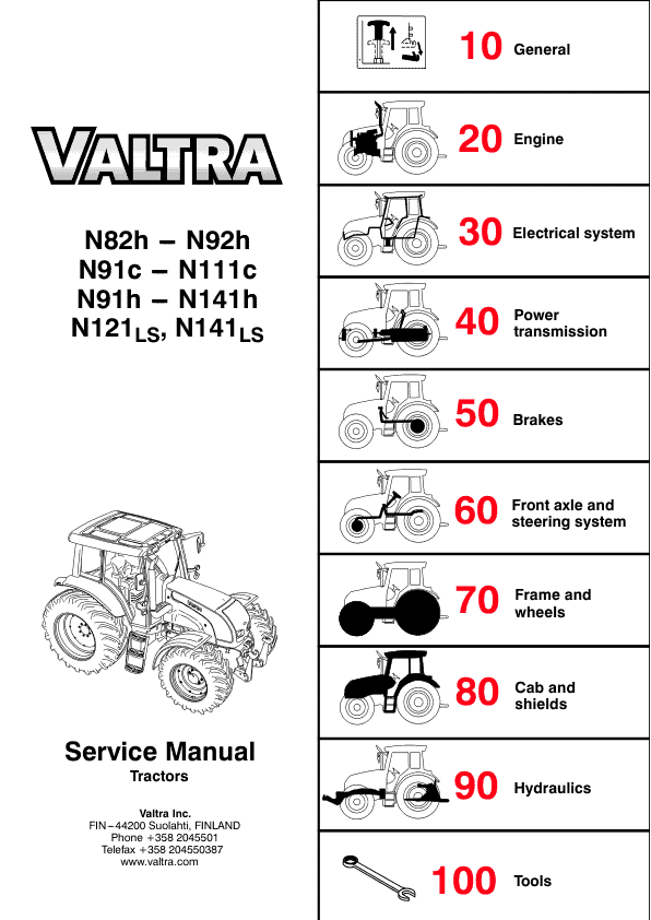 Valtra H91C, N101C, N111C, N111EH, N121LS, N141LS Tractors Service Repair Manual