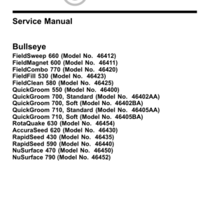 Toro Bullseye Products Service Repair Manual