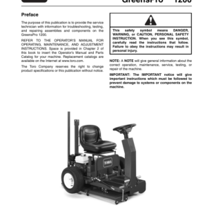 Toro Greens Pro 1200 Service Repair Manual