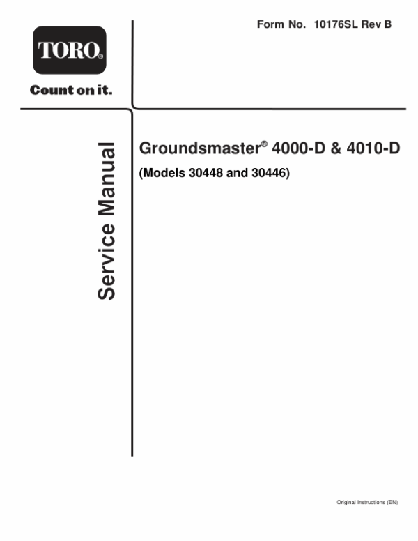 Toro Groundsmaster 4000-D, 4010-D (Model 30448, 30446) Service Repair Manual