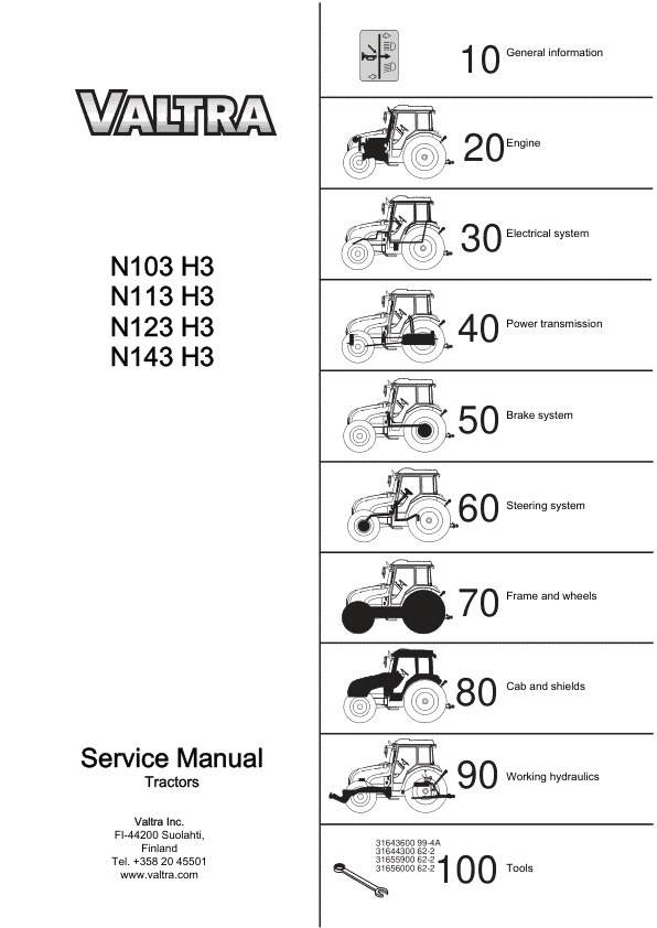 Valtra N103H3, N113H3, N123H3, N143H3 Tractor Service Repair Manual