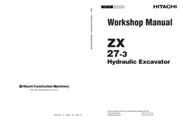 Hitachi ZX27-3 Mini Excavator Workshop Repair Manual