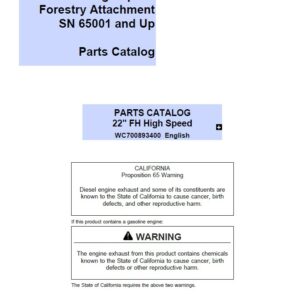 Koehring 22 Inch High Speed Forestry Felling Heads (SN 65001 and up) Parts Catalog Manual - WC700893400