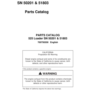 John Deere 525 Loaders (SN 50201 & 51803) Parts Catalog Manual - Image 1