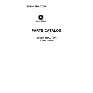 John Deere 500 Tractors Parts Catalog Manual - PC0860 - Image 1