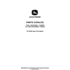 John Deere 315SJ Backhoe Loaders Parts Catalog Manual - PC10036 - Image 1