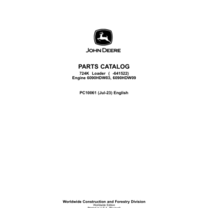 John Deere 724K Loaders (SN -641522) Parts Catalog Manual - PC10061 - Image 1
