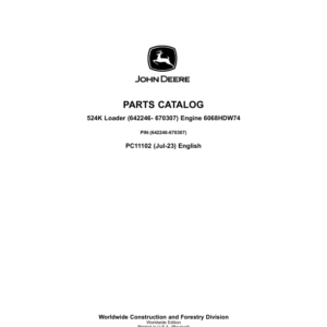 John Deere 524K Loaders (SN 642246-670307) Parts Catalog Manual - PC11102 - Image 1