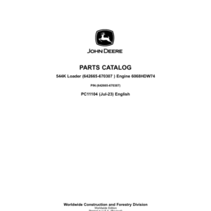 John Deere 544K Loaders (SN 642665-670307) Parts Catalog Manual - PC11104 - Image 1