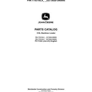 John Deere 310L Backhoe Loaders (SN C273920-390995 & D273920-390995) Parts Catalog Manual - PC11322 - Image 1