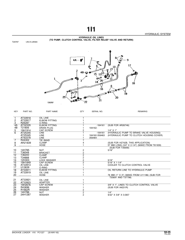 John Deere 410 Backhoes Parts Catalog Manual PC1227