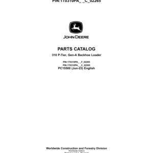 John Deere 310 P Backhoe Loaders (SN F_02265- & C_02265-) Parts Catalog Manual - PC15500 - Image 1