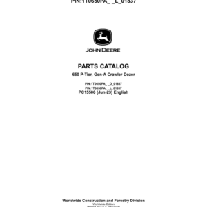 John Deere 650 P Crawler Dozers (SN D_018371- & L_01837-) Parts Catalog Manual - PC15506 - Image 1