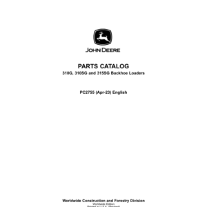 John Deere 310G, 310SG, 315SG Backhoe Loaders Parts Catalog Manual - PC2755 - Image 1