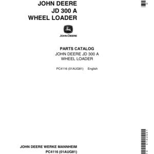 John Deere 300A Backhoes Parts Catalog Manual - PC4116 - Image 1