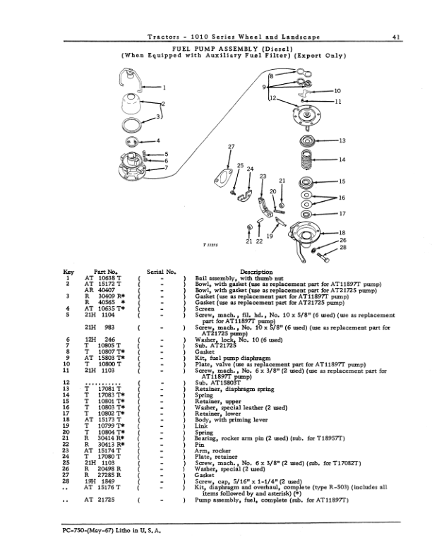 John Deere 1010 Tractors Parts Catalog Manual PC750