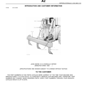 John Deere 3100, 3110 Attachments (John Deere Hydraulic Ripper YR 1965 –) Parts Catalog Manual - PC931 - Image 1