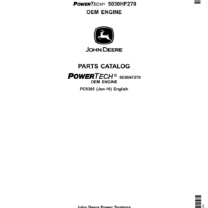John Deere 5030HF270 Engines Parts Catalog Manual - PC9385 - Image 1