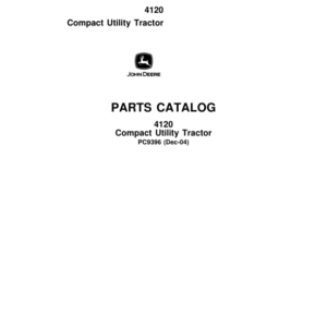 John Deere 4120 Compact Utility Tractors Parts Catalog Manual - PC9396 - Image 1