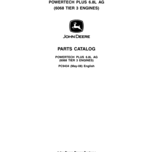 John Deere 6.8L, 6068 Engines Tier 3 Parts Catalog Manual - PC9434 - Image 1