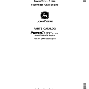 John Deere 3.0L, 5030HF285 Engines Parts Catalog Manual - PC9701 - Image 1